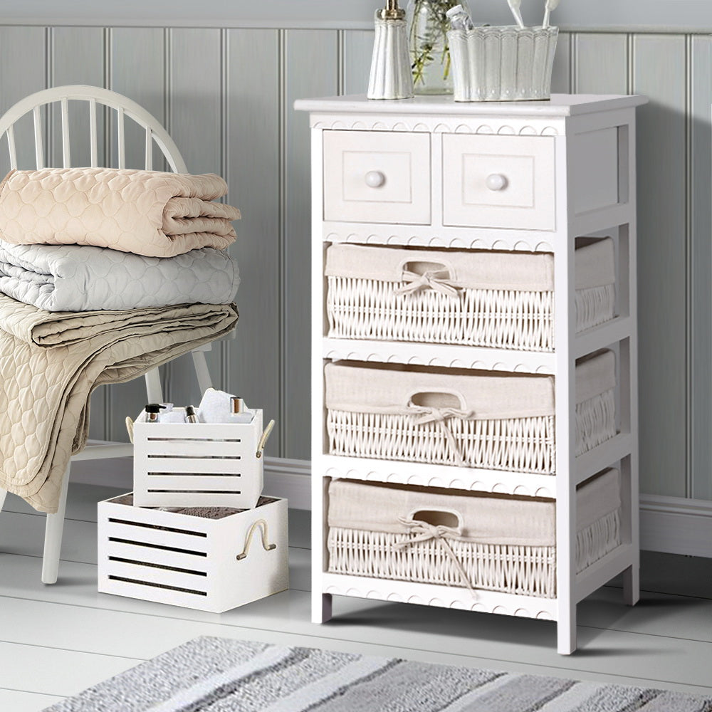 Eliot 2-Drawer Cabinet with 3 Baskets White