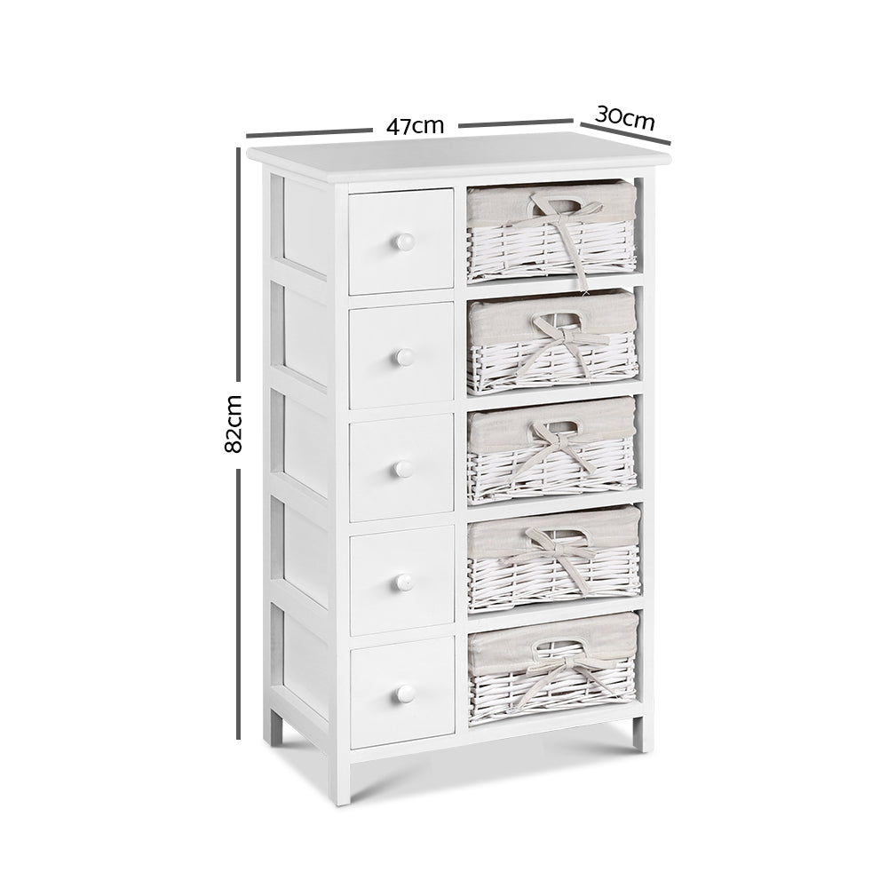 MAY 5-Drawer Chest with Baskets White