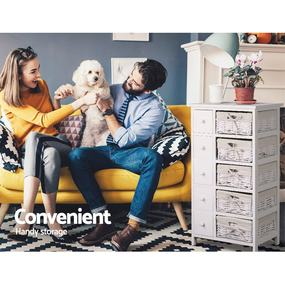 MAY 5-Drawer Chest with Baskets White