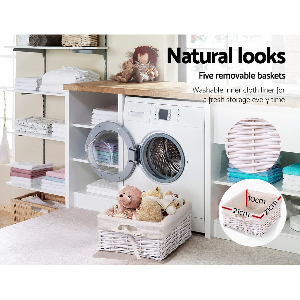 MAY 5-Drawer Chest with Baskets White