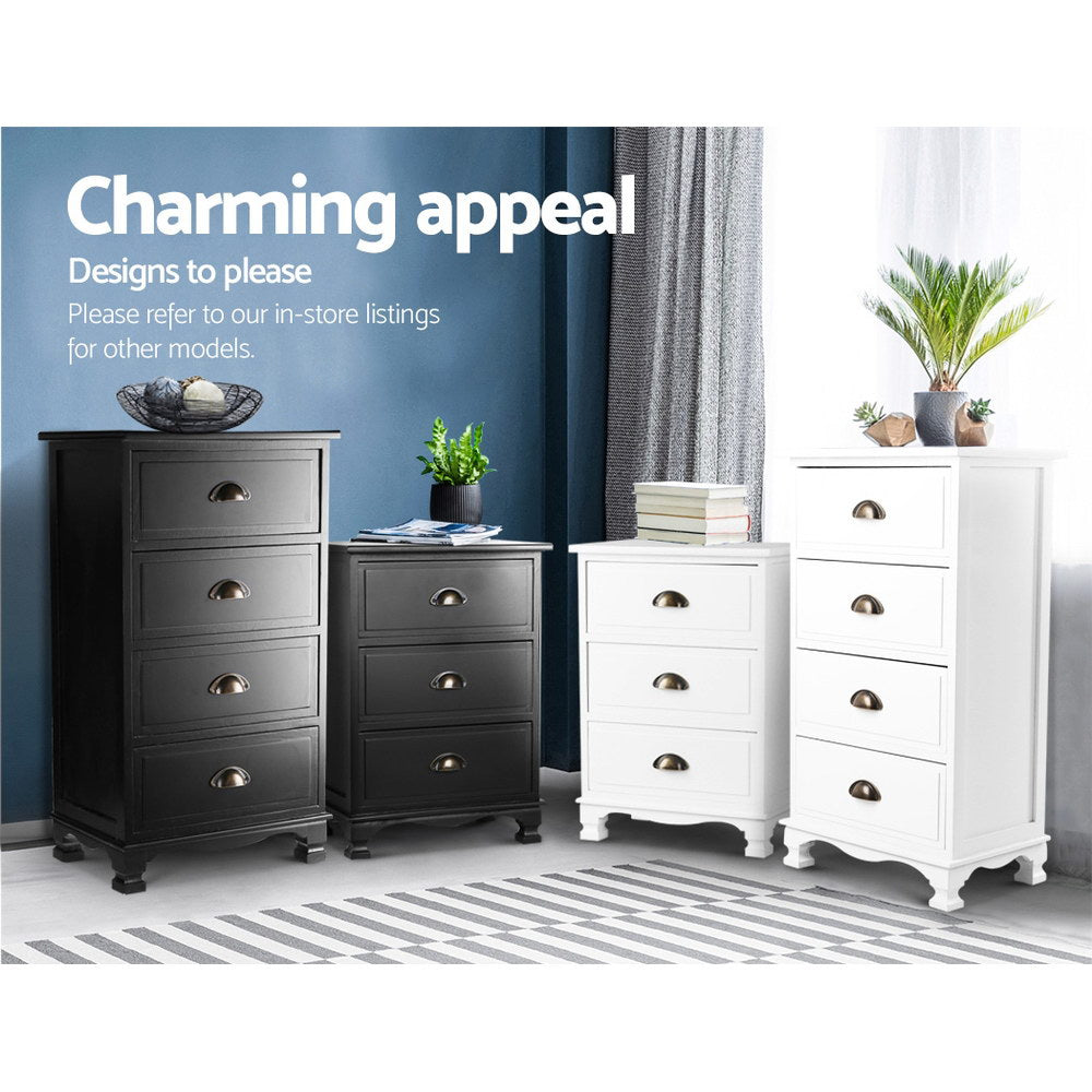 THYME 3-Drawer Bedside Table Vintage Black
