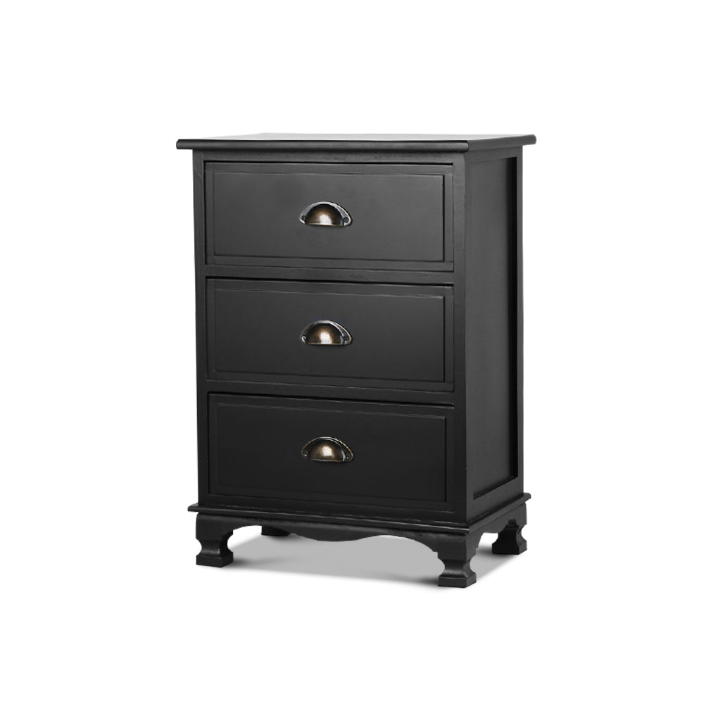 THYME 3-Drawer Bedside Table Vintage Black