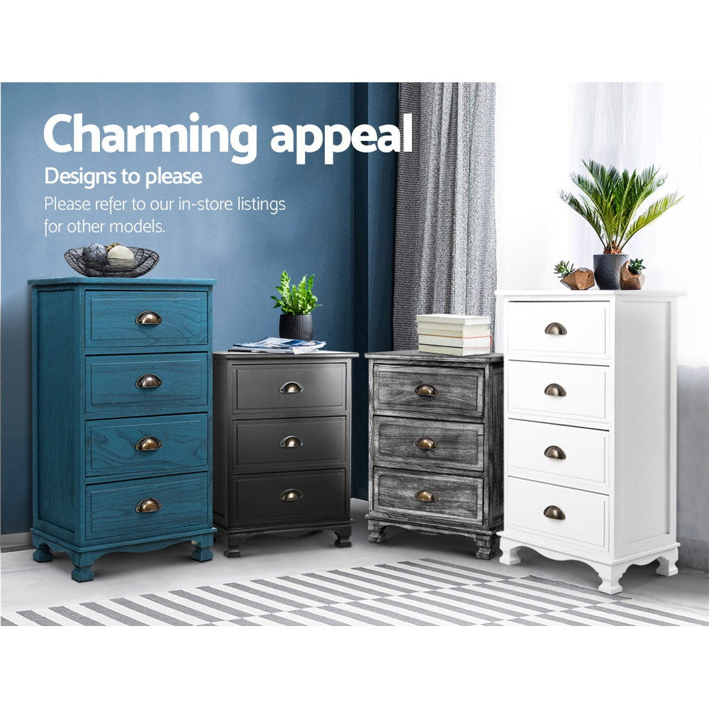 THYME 3-Drawer Bedside Table Vintage Blue