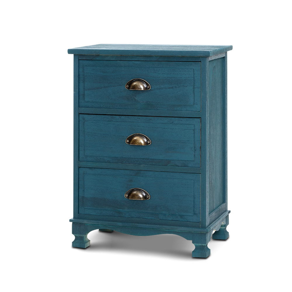 THYME 3-Drawer Bedside Table Vintage Blue