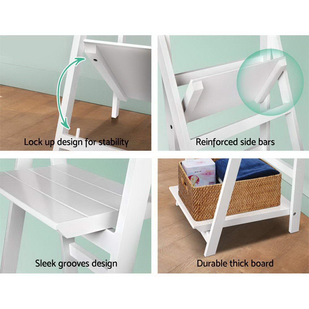 ZANE 3-Tier Corner Bookshelf White