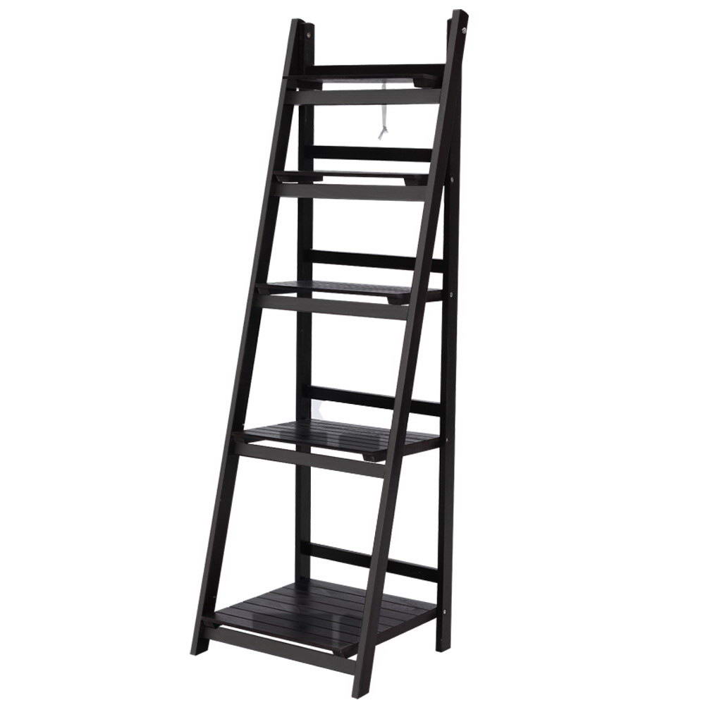 ZANE 5-Tier Corner Bookshelf Coffee