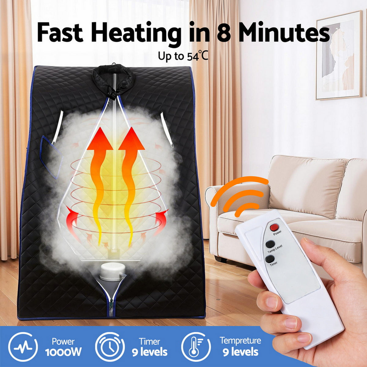 Devanti Portable Steam Sauna Tent 1000W Personal Home Spa