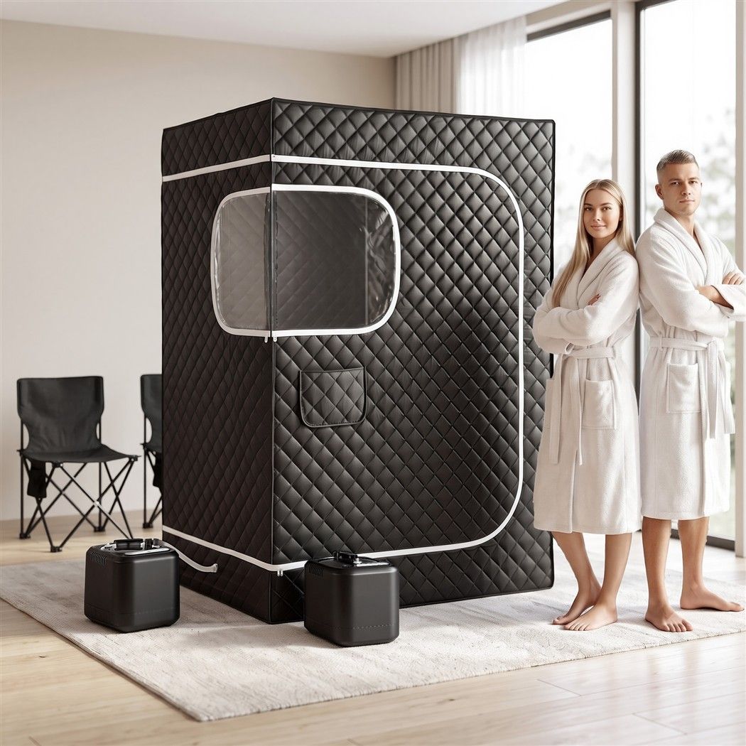 Devanti Portable Steam Sauna Tent 2 Person 1000W 3L Steamer Home SPA 60Min Timer