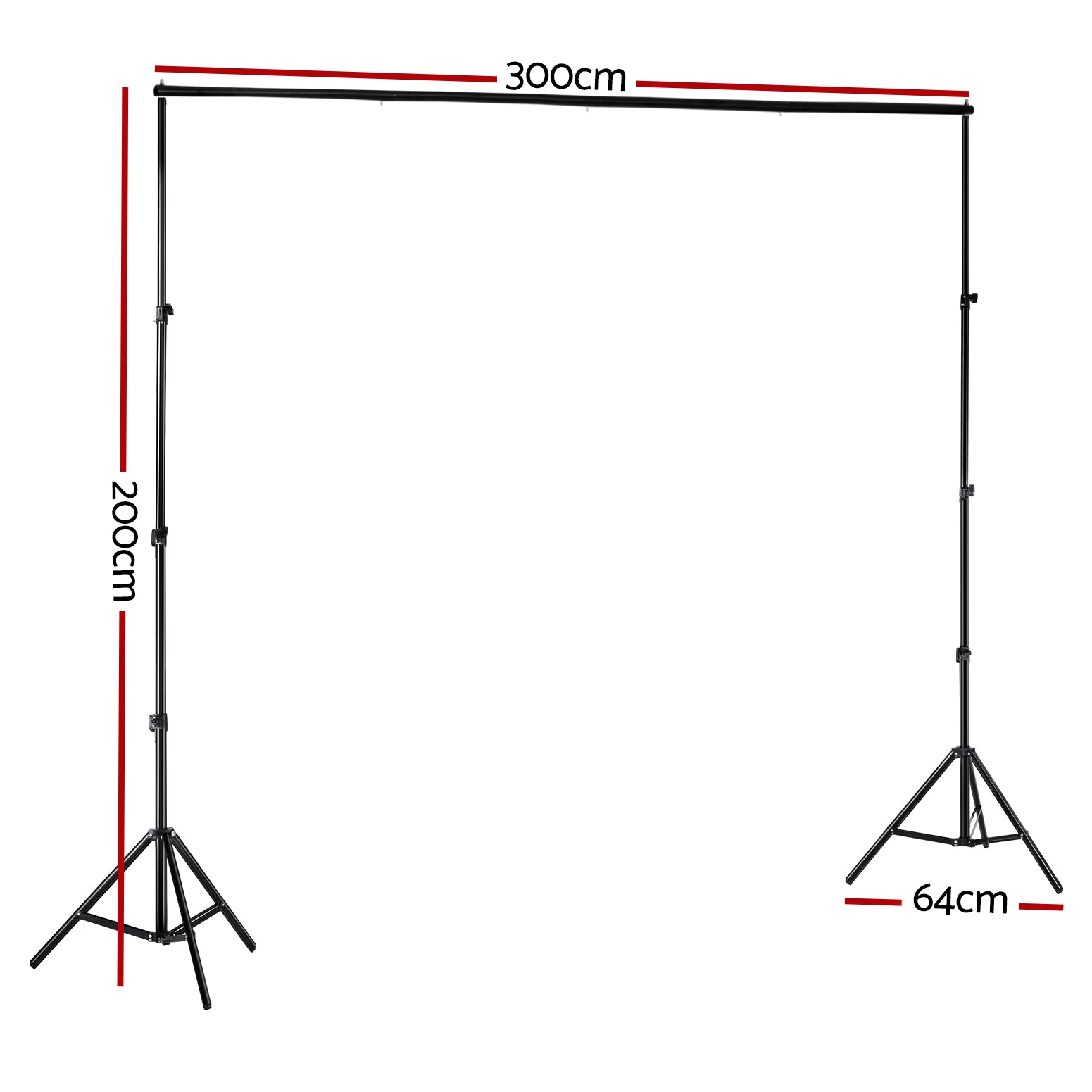 2x3m Photography Backdrop Stand Kit Adjustable Metal Frame with Carry Bag