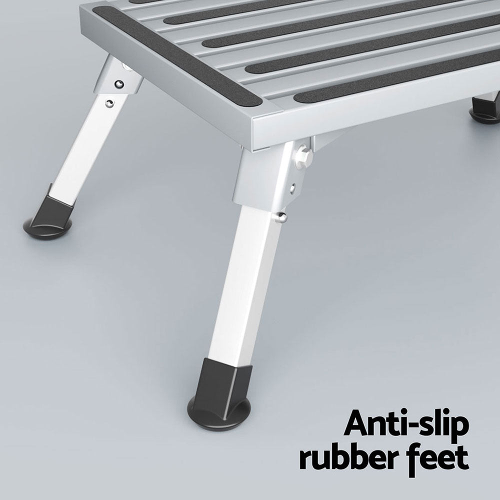 Weisshorn Aluminium Folding Caravan Step Ladder Stool Silver