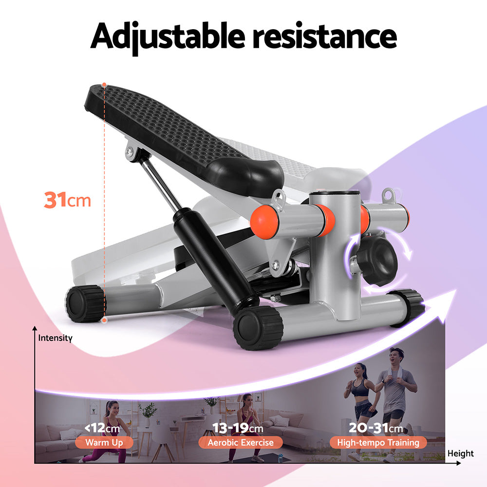 Everfit Compact Mini Stepper with Resistance Rope Grey