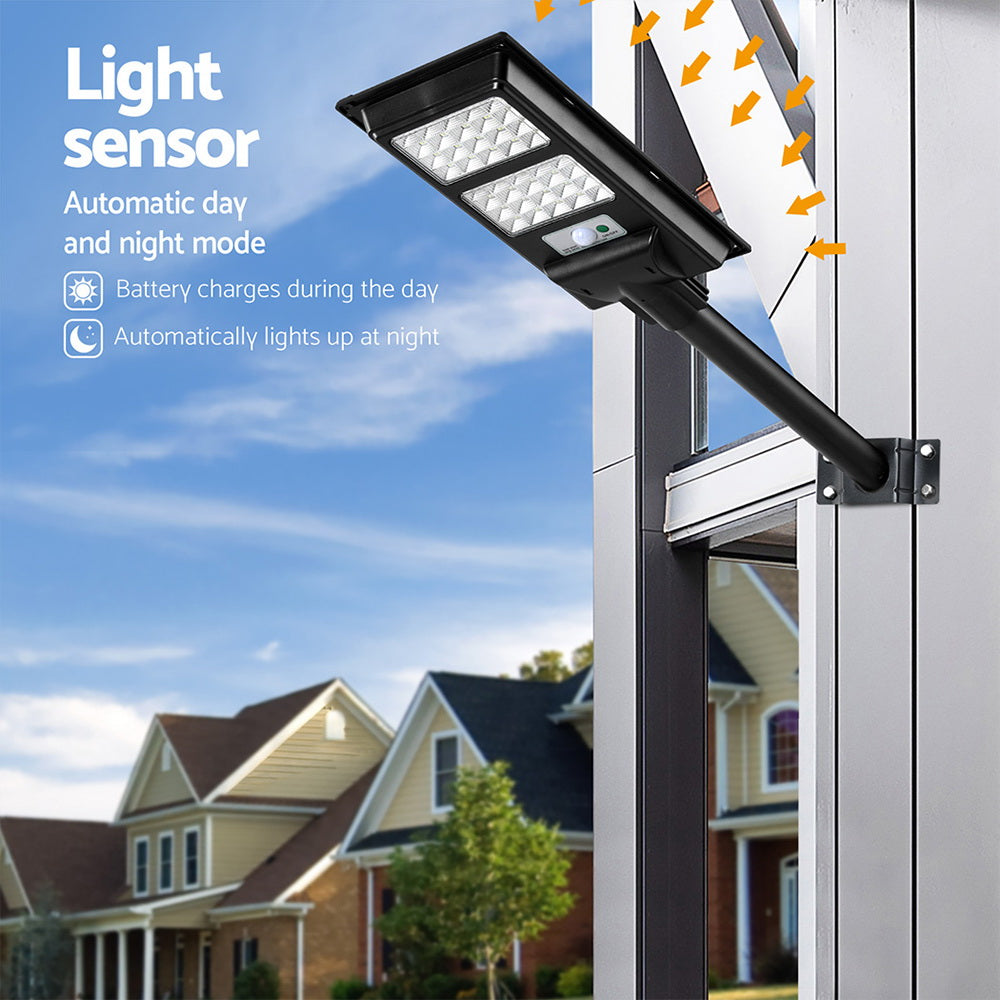Leier 160 LED Solar Street Light Motion Sensor Remote Black