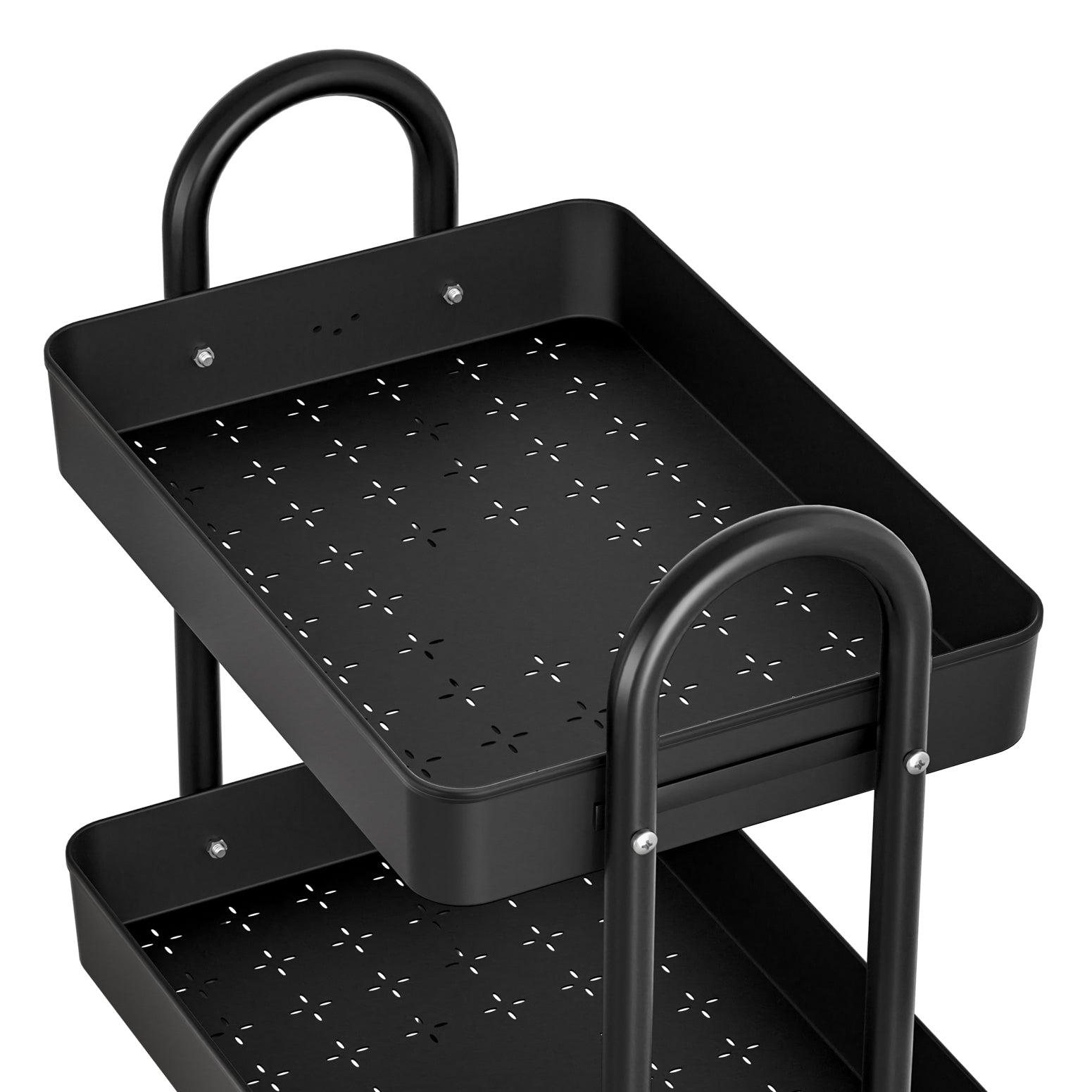 Artiss 3-Tier Kitchen Storage Trolley Cart Black Wheels