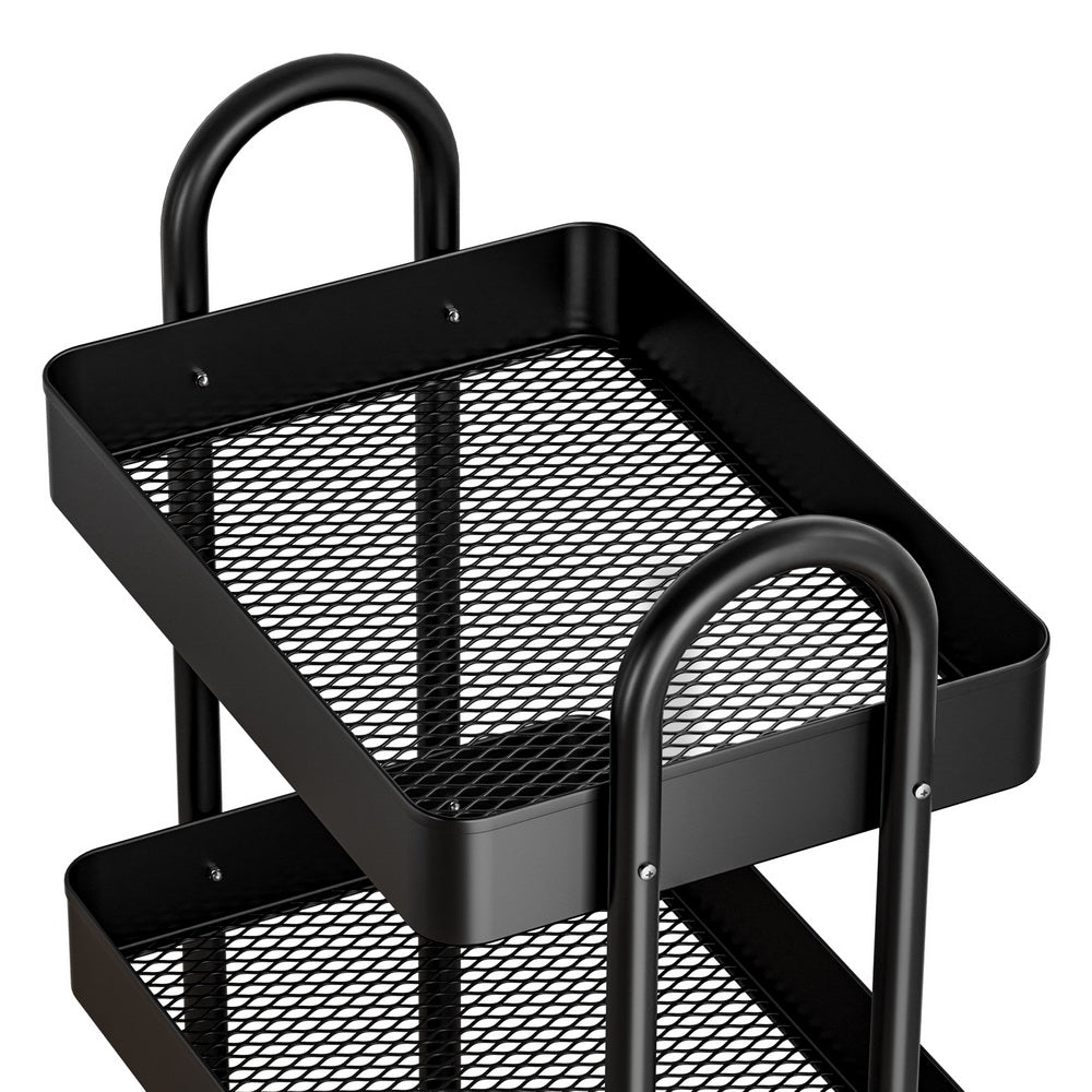 Artiss 4-Tier Kitchen Storage Trolley Cart Black