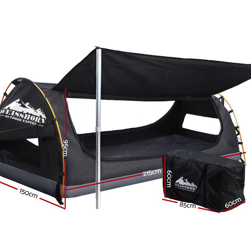 Weisshorn Double Swag Tent Canvas Free Standing Dark Grey