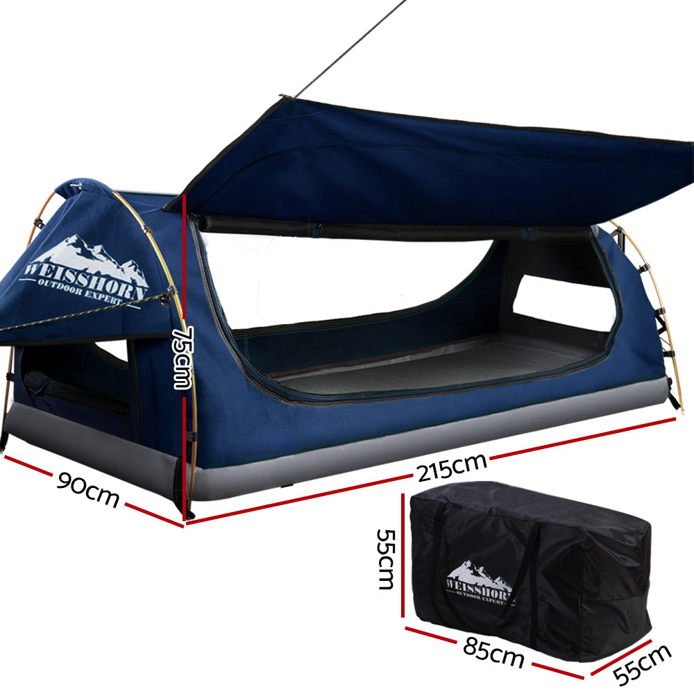 Weisshorn King Single Swag Canvas Dome Tent Blue