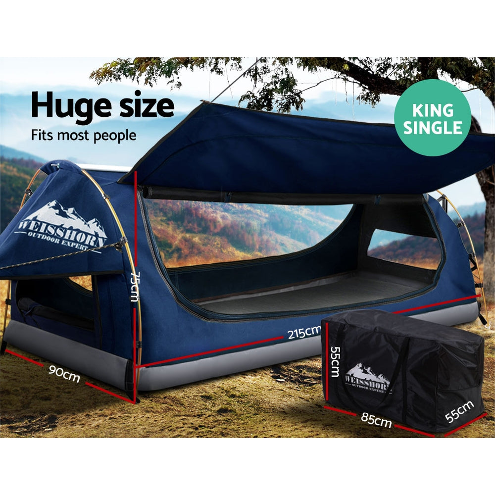 Weisshorn King Single Swag Canvas Dome Tent Blue