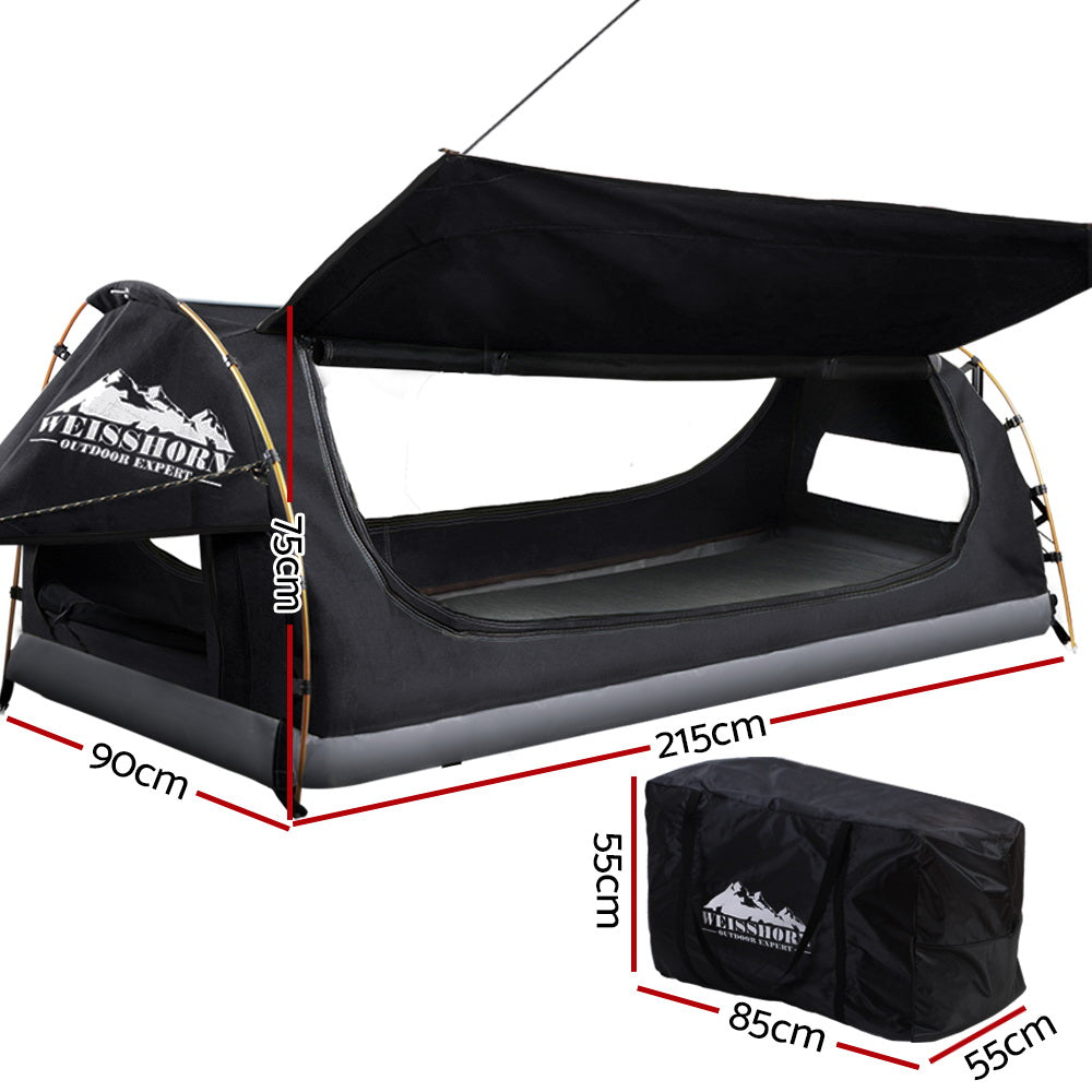 Weisshorn King Single Swag Canvas Dome Tent Grey