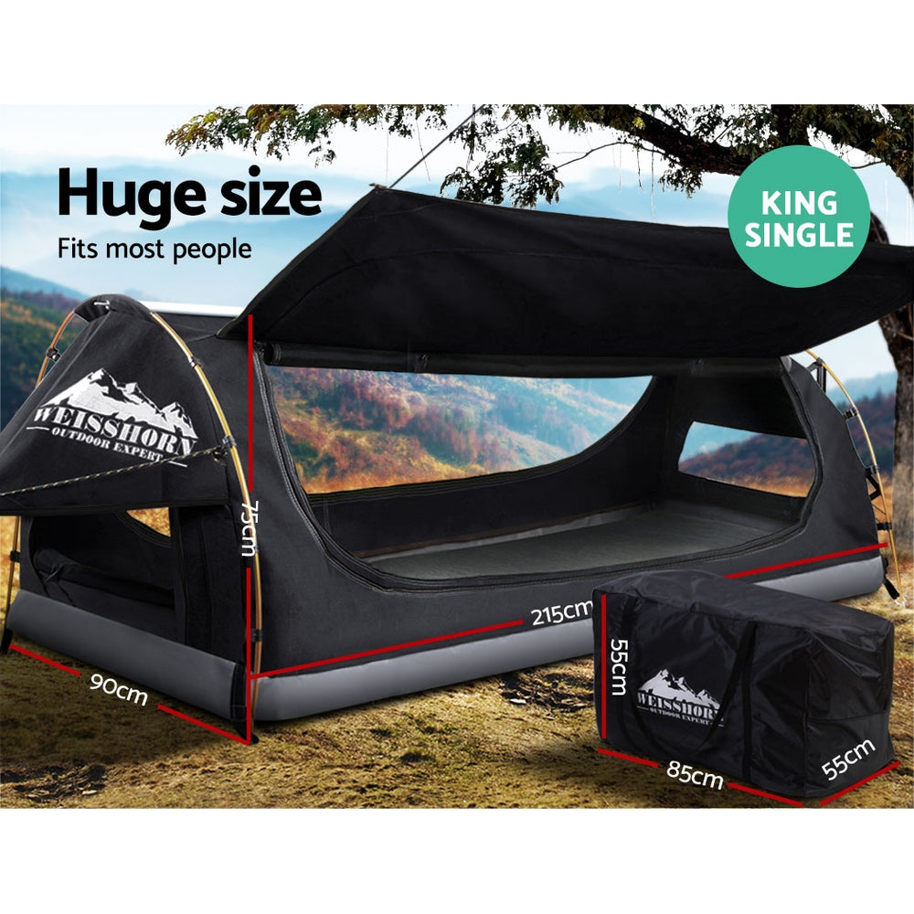 Weisshorn King Single Swag Canvas Dome Tent Grey