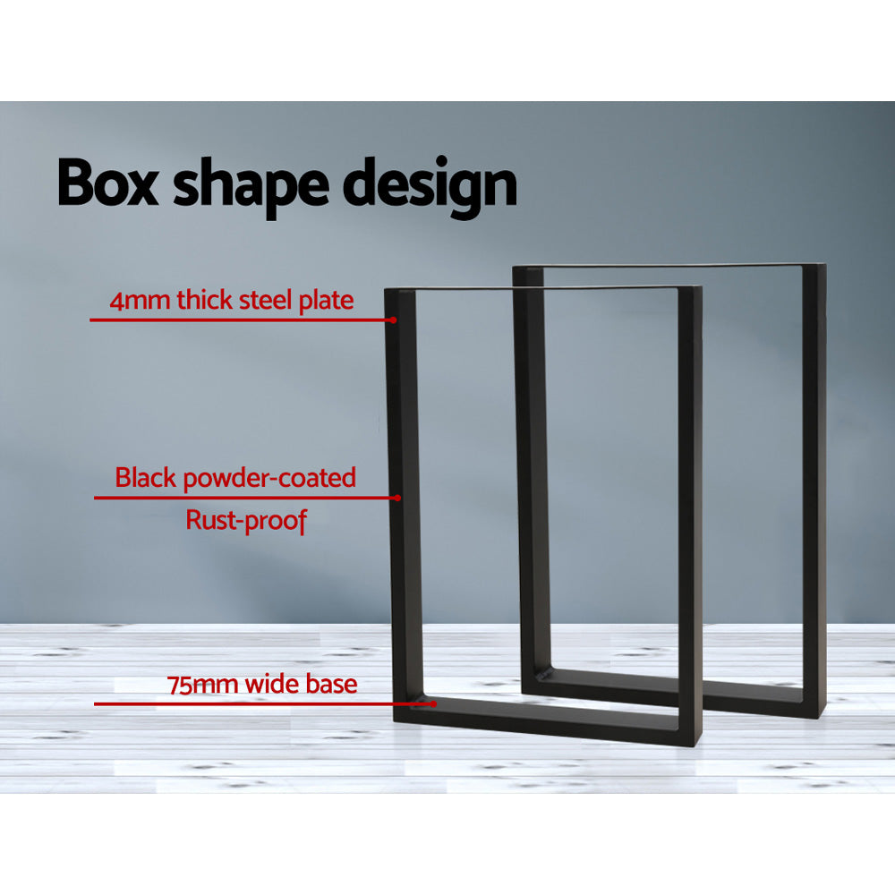 Rectangular Metal Table Legs 71x50cm Set of 2 Black Industrial Design
