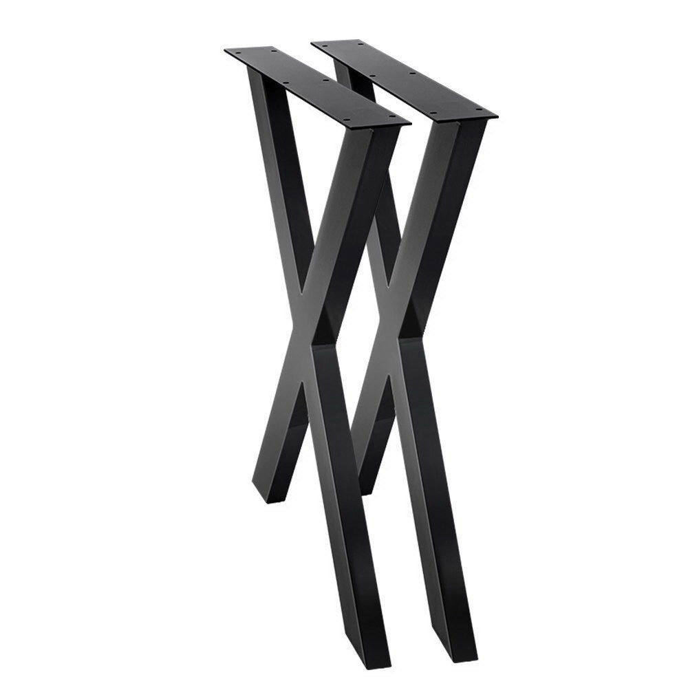 X-Shaped Metal Table Legs 71x60cm Set Black