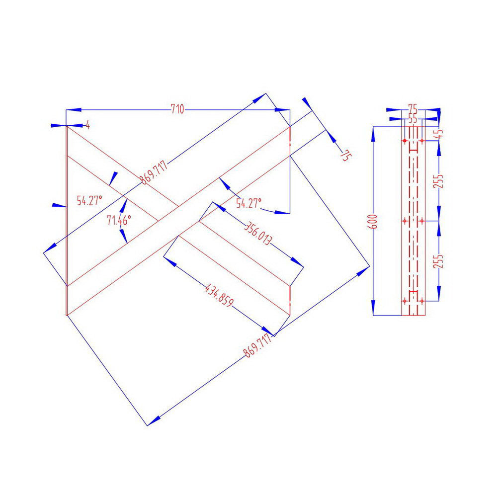 X-Shaped Metal Table Legs 71x60cm Set Black