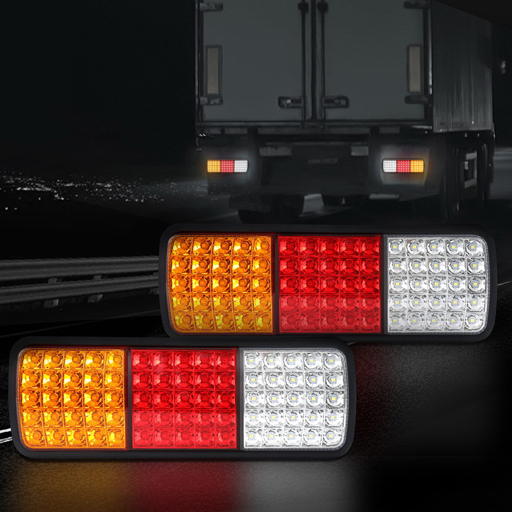 Giantz Pair 75 LED Tail Lights Stop Reverse Indicator 12V Ute Trailer Caravan Truck Boat