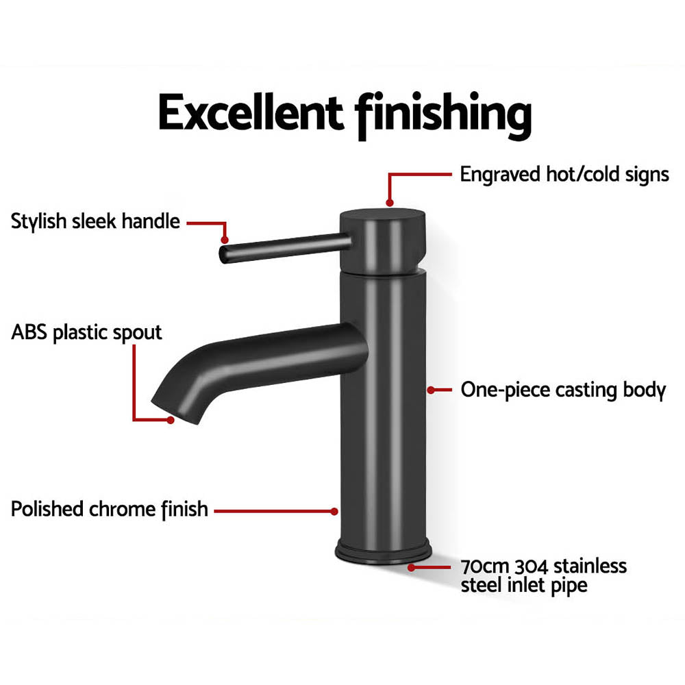 Cefito Round Basin Mixer Tap Brass Black
