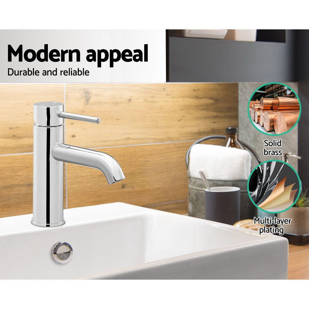 Cefito Round Basin Mixer Tap Brass Chrome Silver