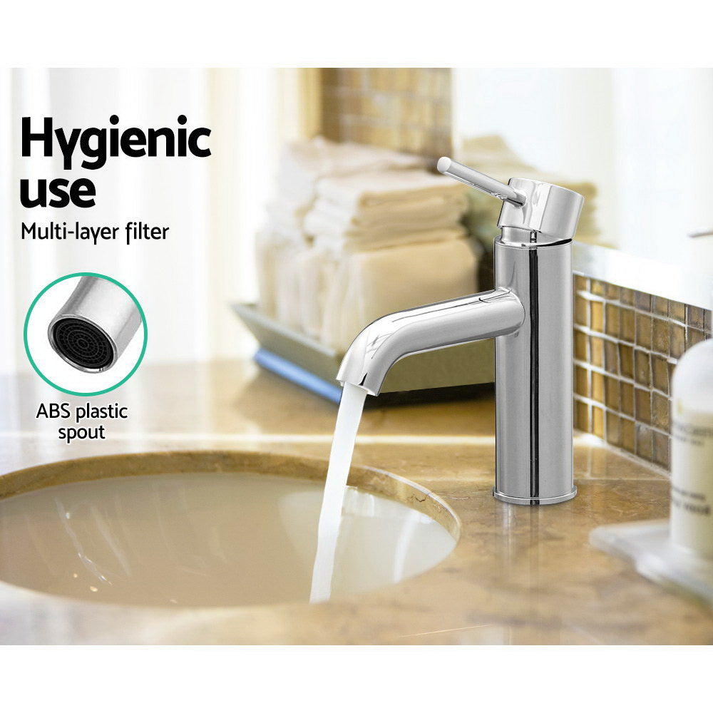 Cefito Round Basin Mixer Tap Brass Chrome Silver