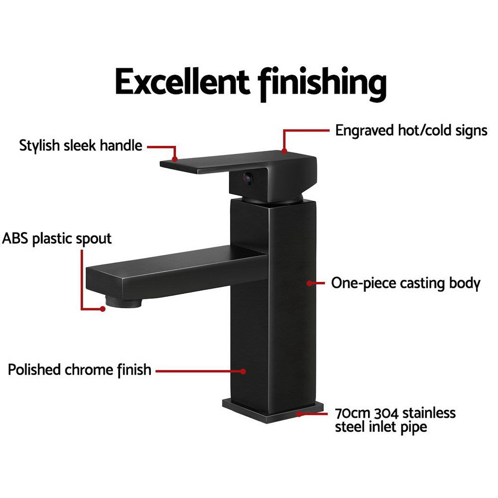 Cefito Black Square Bathroom Basin Mixer Tap