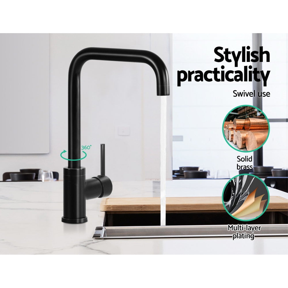 Kasper Kitchen Mixer Tap Black Rectangle Sink Faucet