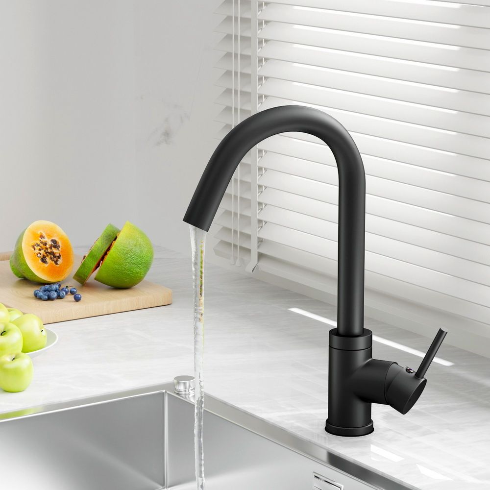 Cefito Kitchen Mixer Tap Gooseneck Sink Faucet Black