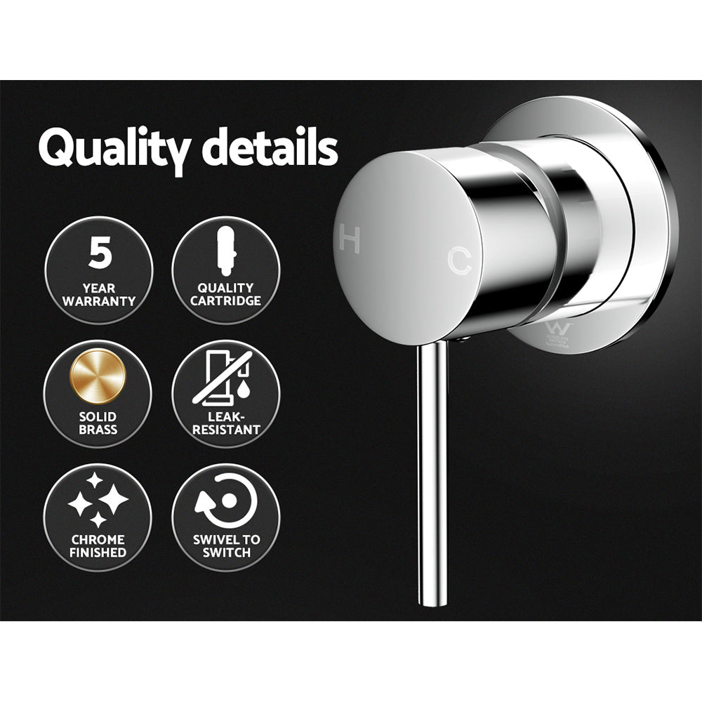 Cefito Wall Basin Mixer Tap Round Brass Chrome