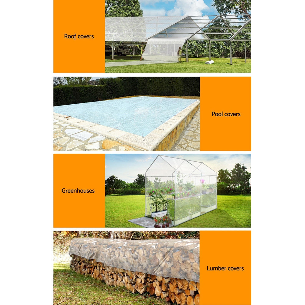 Instahut 4x7m Heavy Duty Canvas Tarp Clear Camping Cover