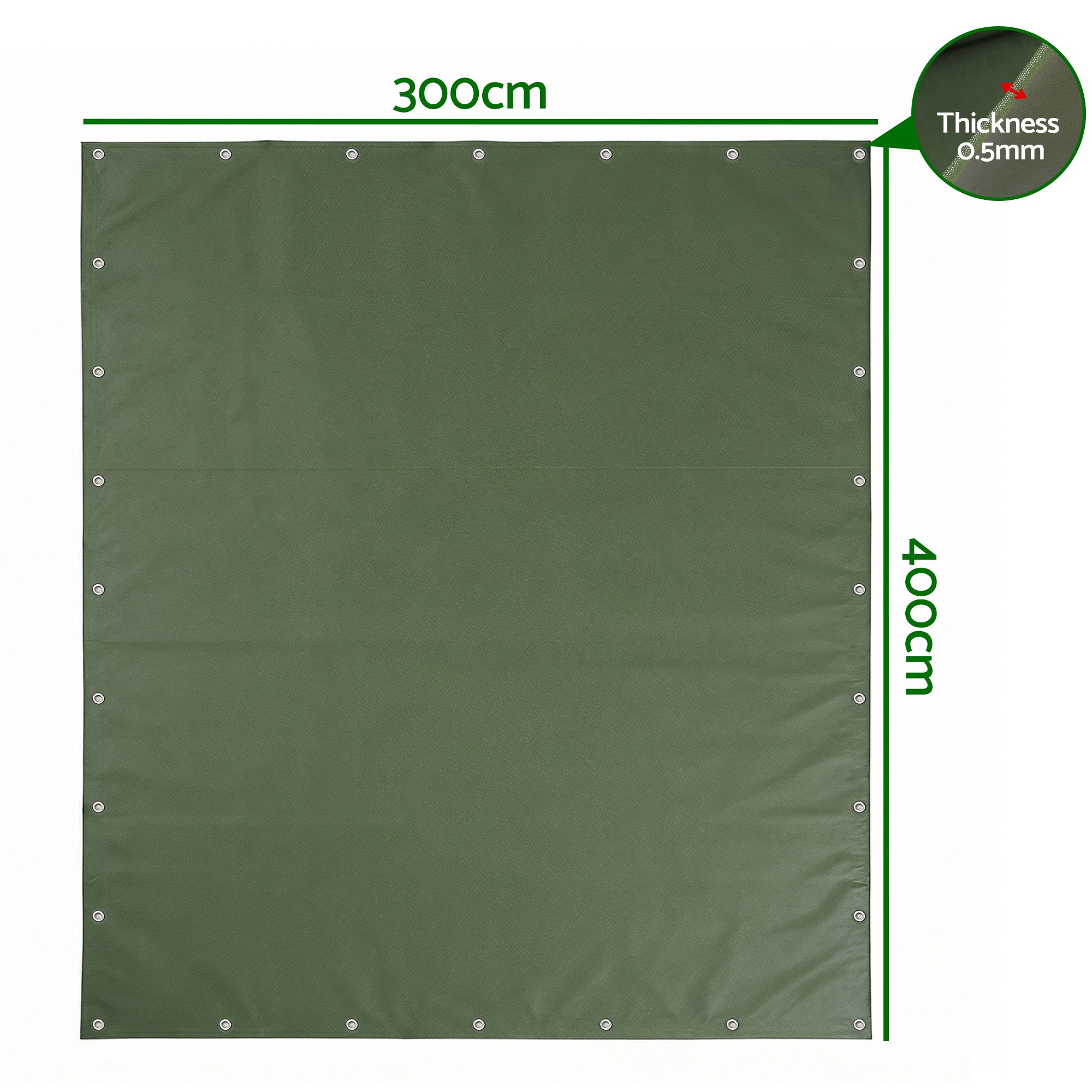 Instahut 3x4m Tarp Tarpaulin 600GSM Camping Canvas Heavy Duty Water Resistant