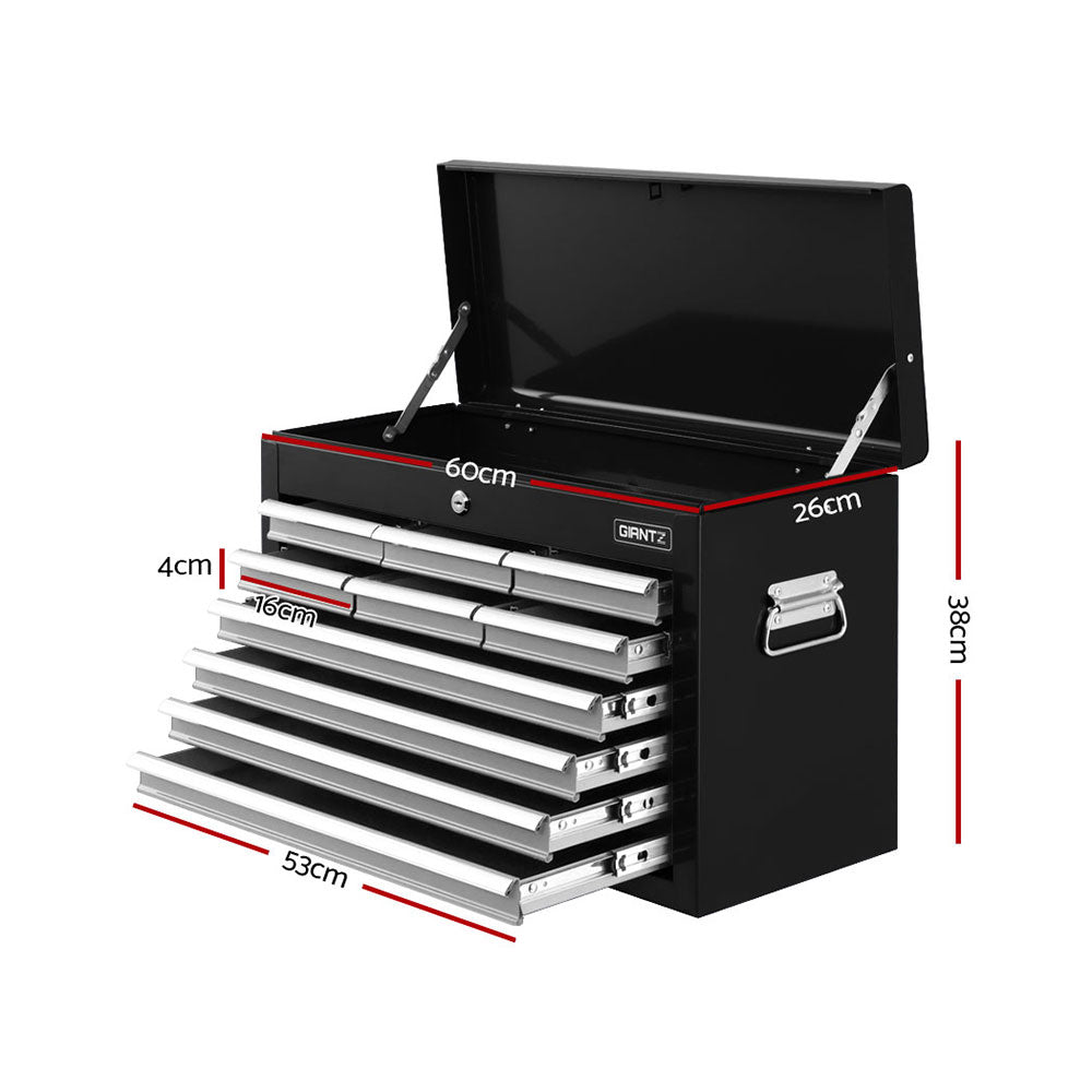 Giantz 10-Drawer Tool Cabinet Chest Garage Organiser Black Grey
