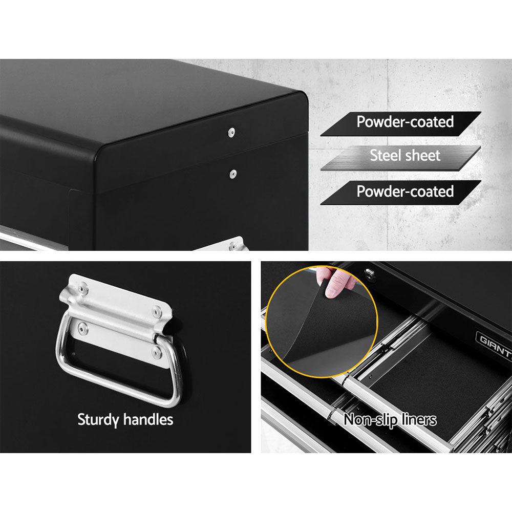 Giantz 10-Drawer Tool Cabinet Chest Garage Organiser Black Grey