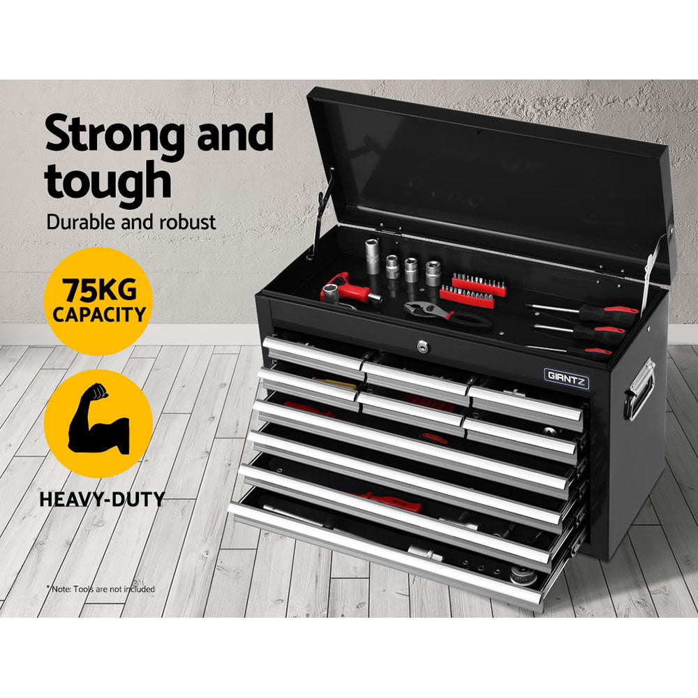 Giantz 10-Drawer Tool Cabinet Chest Garage Organiser Black Grey