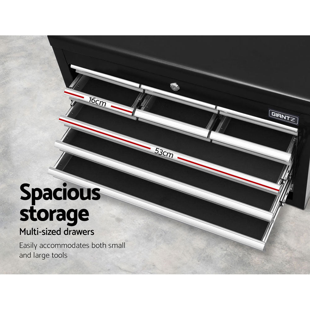 Giantz 10-Drawer Tool Cabinet Chest Garage Organiser Black Grey