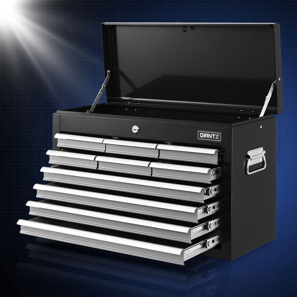 Giantz 10-Drawer Tool Cabinet Chest Garage Organiser Black Grey