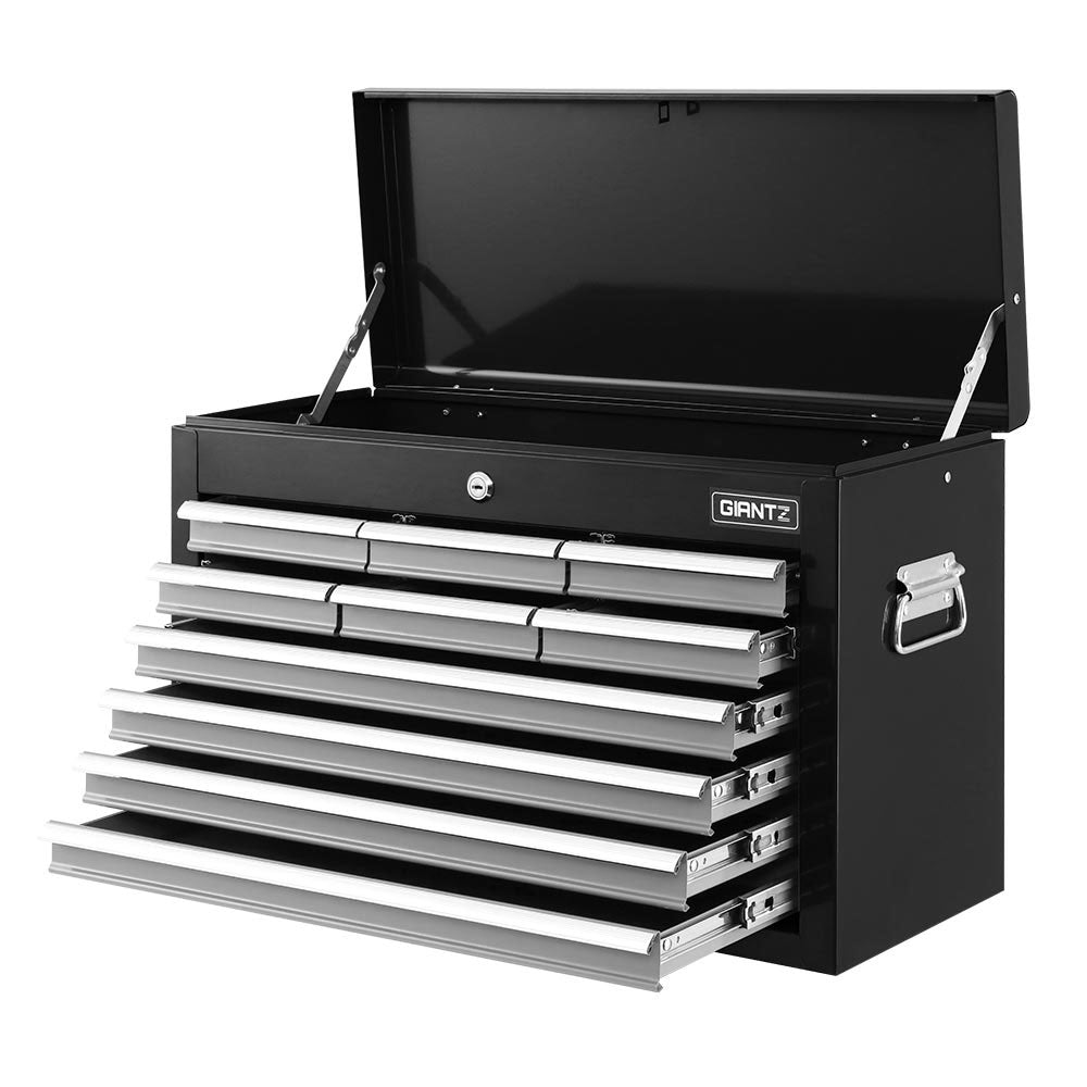 Giantz 10-Drawer Tool Cabinet Chest Garage Organiser Black Grey