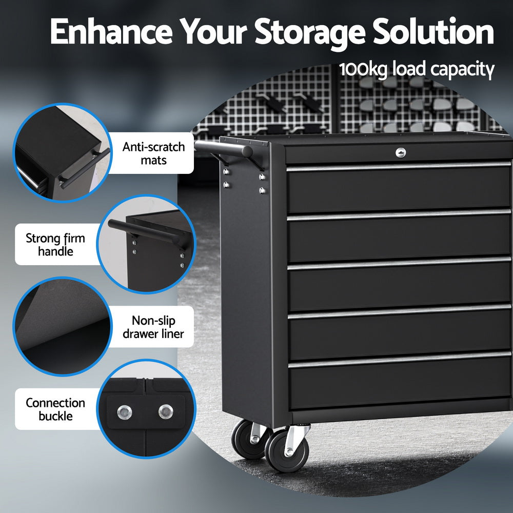 Giantz 10-Drawer Tool Chest Trolley Black
