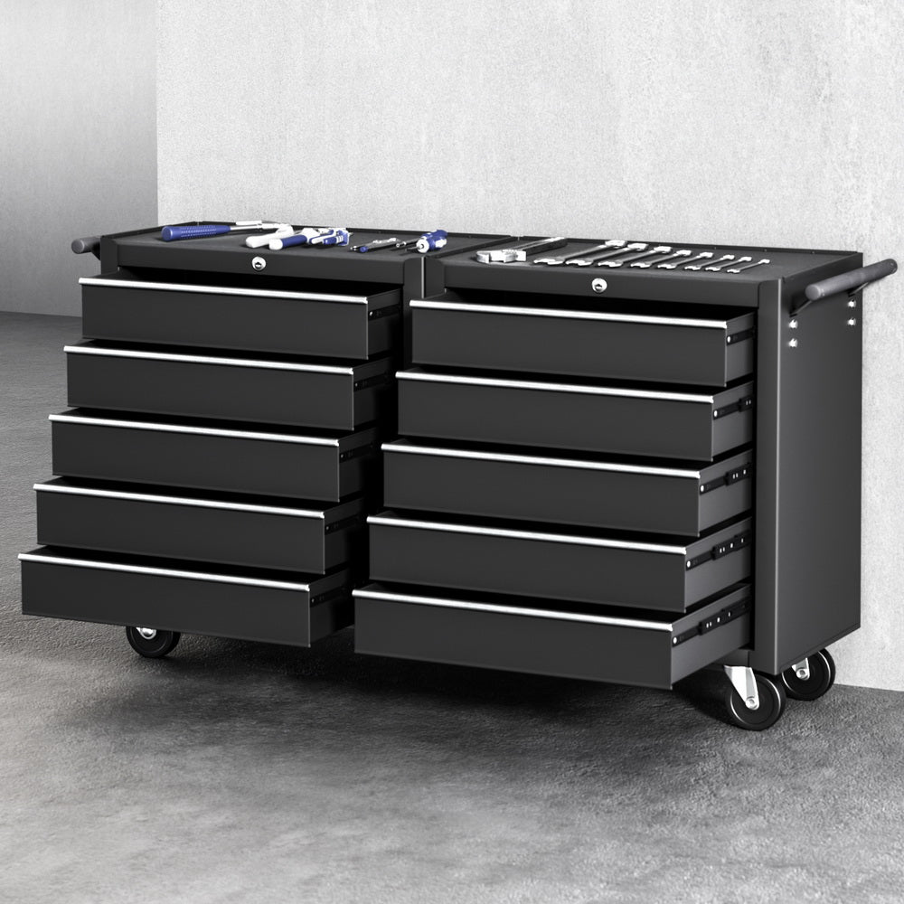 Giantz 10-Drawer Tool Chest Trolley Black