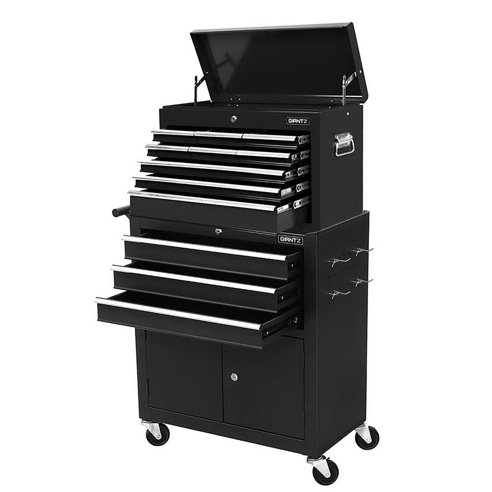 Giantz 12-Drawer Tool Chest Trolley Black Storage Cabinet