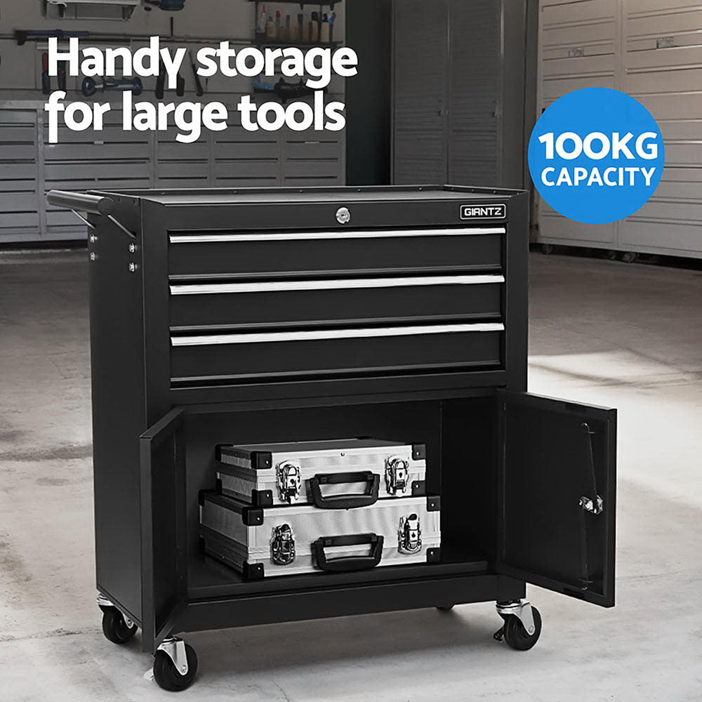 Giantz 12-Drawer Tool Chest Trolley Black Storage Cabinet