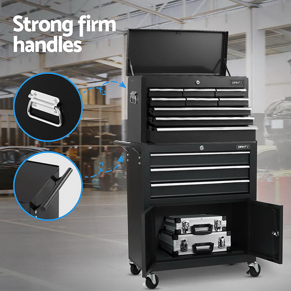 Giantz 12-Drawer Tool Chest Trolley Black Storage Cabinet