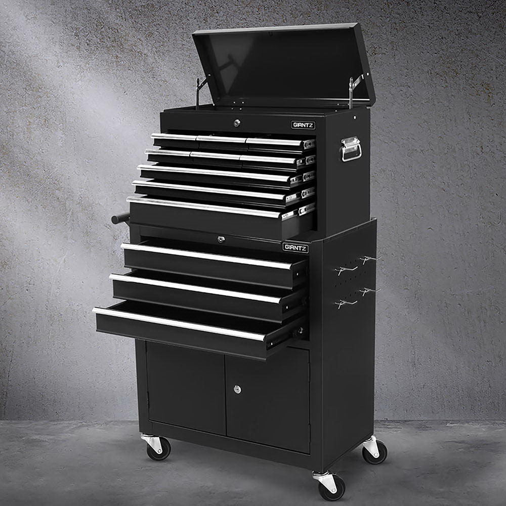 Giantz 12-Drawer Tool Chest Trolley Black Storage Cabinet