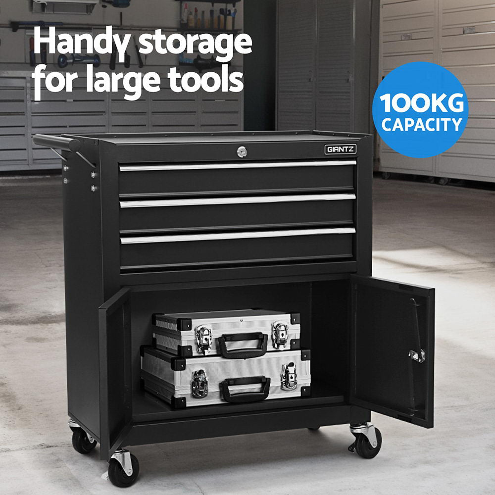 Giantz 13-Drawer Tool Box Cabinet Trolley Black