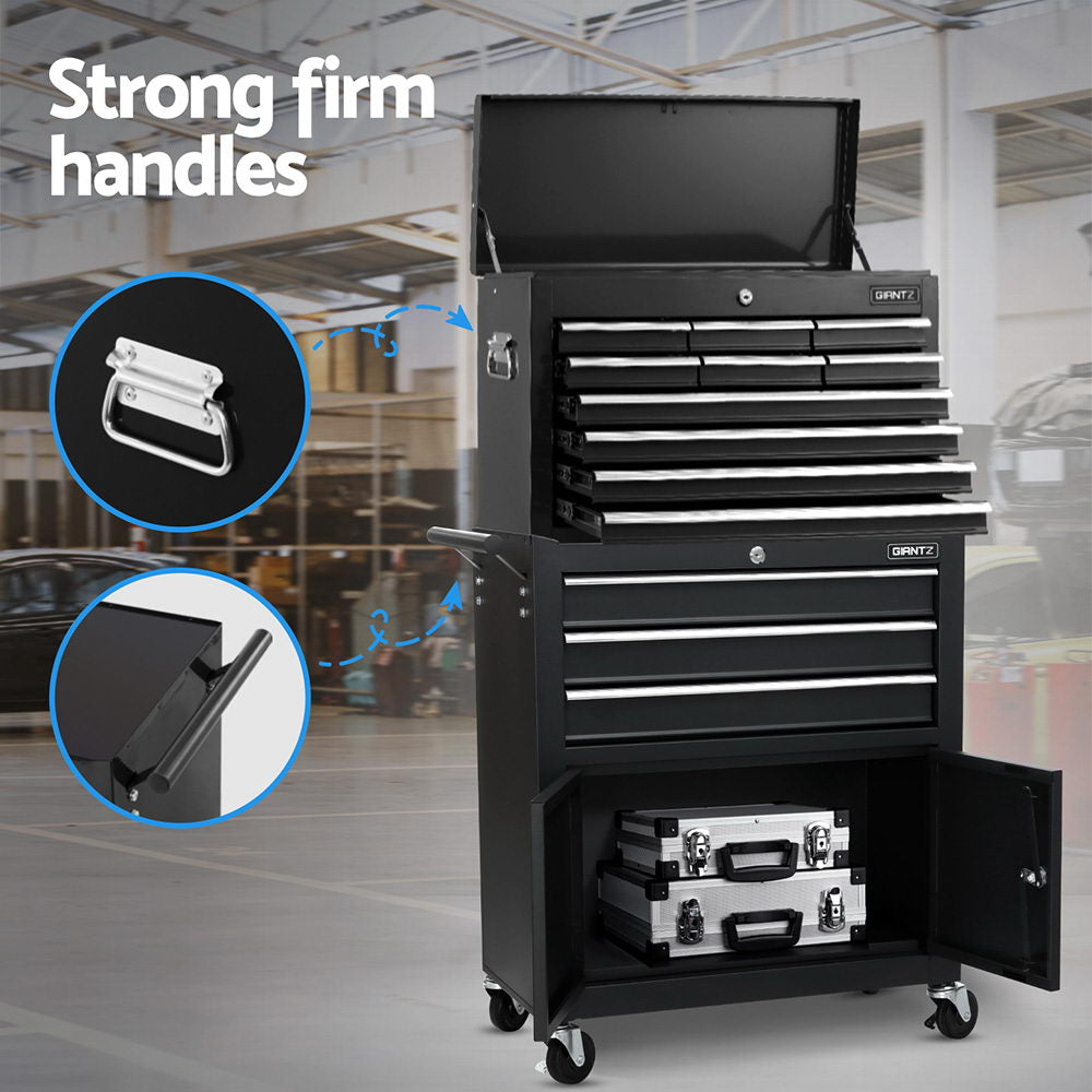 Giantz 13-Drawer Tool Box Cabinet Trolley Black